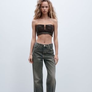 Zara Faux Leather Crop Top